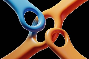 Poster - Abstract 3D rendering of four intertwined,  smooth, colorful shapes against a transparent background.
