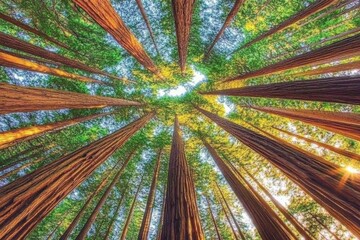 Wall Mural - Coast Redwood Grove: Majestic Old-Growth Trees in Santa Cruz County Forest