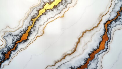 Aufkleber - Abstract marble design with elegant white background, golden veins. Luxurious style. Contemporary visual. Stylish, refined pattern. Minimalist design for luxury brand. Suitable as wallpaper surface