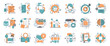 © makyzz - Business and marketing, programming, data management, internet connection, social network, computing, information. Thin line blue icons set. Flat vector illustration