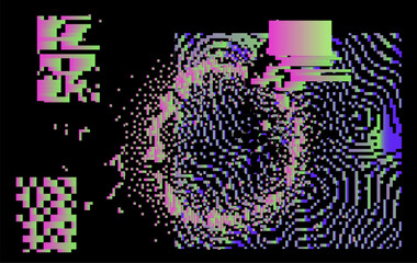 Aufkleber - Abstract background with glitch art artifacts. Vector texture for futuristic poster or presentation backdrop.