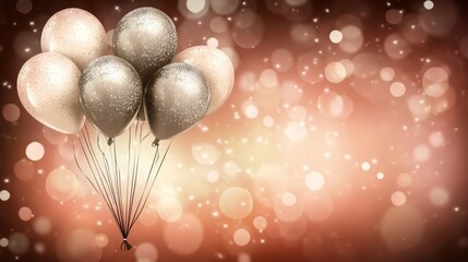 Wall Mural - Shimmering Gold and Silver Balloon Decor: Background for a Festive Celebration