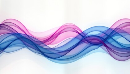 Poster - Abstract design featuring flowing dynamic waves. Colorful blue, pink curves create smooth pattern. Soft gradient colors make futuristic illustration. Rippled effect gives sense of motion. Waves seem