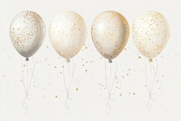 Poster - Silver and gold balloons presented in a realistic, modern style