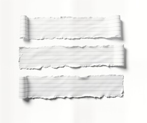 Aufkleber - Three torn pieces of lined paper on transparent background. Ripped edges, rolled edges. Simple design. Suitable for various creative projects. Perfect for backgrounds templates. Blank space for
