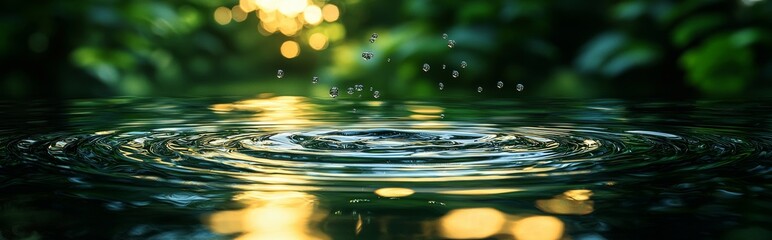 Blurred image of a natural background with water and plants