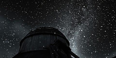 Wall Mural - a black and white photo of a building with a large dome and a lot of stars in the background