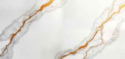 Poster - Detailed close-up view of elegant white marble. Subtle gold veins create luxurious pattern. High-quality image perfect for interior design projects. Smooth polished surface evokes luxury,