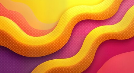 Poster - Abstract graphic design. Dynamic yellow, red hues create wavy textured layers. Modern abstract art. Creative, colorful background. Suitable for presentations, websites, digital graphic templates.