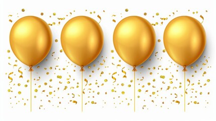 Wall Mural - celebrate with golden balloons glimmering and flying confetti perfect for any festive occasion or pa