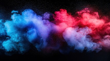 Wall Mural - Colorful smoke explosion against black background, abstract art