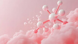 Model of a human insulin hormone molecule in a pastel background, symbolizing diabetes treatment