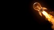 © Iris - a light bulb rocket taking off, creative idea or development successful launches, large space for copy