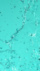 Fototapete - Super Slow Motion of Flying Water Splashes, Isolated on Blue Background. Filmed on High Speed Cinema Camera, 1000fps. Vertical Aspect Ratio.