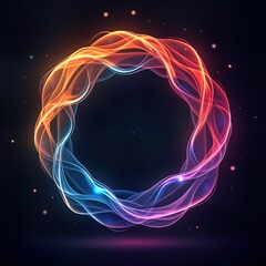 Poster - Colorful glowing circle design. Abstract dynamic glowing circle art. Vivid colors. Tech illustration. Elegant design. Light effects. Trendy futuristic design. Creative illustration. Digital art.