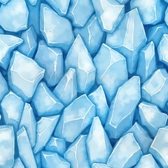 Poster - Frozen light blue ice crystals form seamless pattern. Abstract watercolor texture evokes winter wonderland. Perfect for backgrounds. Visualizes cold, icy scenes. Suitable for winter themes. Ice