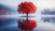 © Onirama - Autumn Tree Mirror Lake Reflection