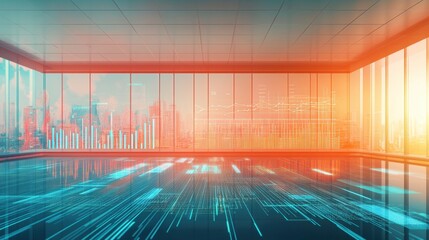 Poster - A clean ERP dashboard on a large digital display in a brightly lit industrial office.