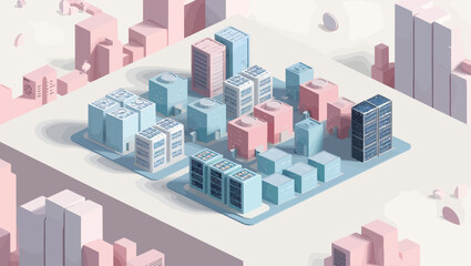 Poster - Abstract 3D Cityscape in Pastel Colors
