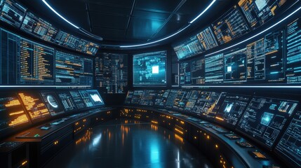 Poster - A detailed view of a modern PLC system monitoring production efficiency in an industrial setting.