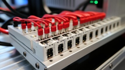 Poster - A detailed view of a PLC processor module with clearly visible inputoutput ports.