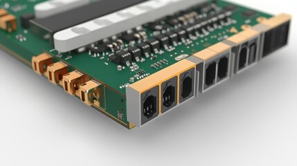 Poster - A detailed view of a PLC processor module with clearly visible inputoutput ports.