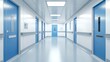 © chesleatsz - Sterile Corridor With Blue Doors In Modern Facility