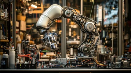 Poster - A high-torque servo motor mounted on an industrial robotic arm.