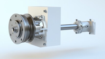 Poster - A side view of a servo motor with a built-in encoder for precise feedback.