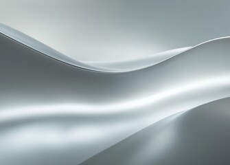 Poster - Smooth, undulating metallic silver waves create a dynamic and elegant abstract background, suitable for various design projects requiring a touch of modern sophistication