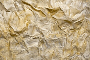 Poster - Crumpled brown wrapping paper creates a textured, abstract pattern, suitable for backgrounds and design elements, adding depth and visual interest with its folds and creases