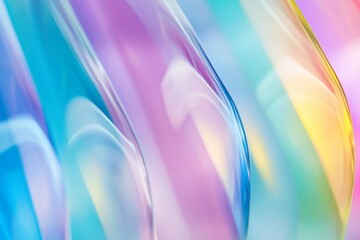 Poster - Dynamic abstract design featuring flowing pastel waves in soft hues of blue, pink, and yellow. The smooth, curving lines create a sense of movement and harmony, perfect for modern art concepts