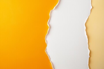 Poster - Creating an engaging visual with an orange and beige background, featuring torn white paper in the center that forms abstract shapes and provides ample copy space for creativity