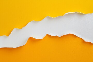 Poster - Jagged tear in white paper exposes a bright, textured yellow surface beneath. The contrasting colors and textures create a striking visual effect, highlighting themes of discovery and contrast