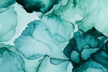 Poster - Turquoise alcohol ink painting features a mesmerizing fluid art background filled with abstract shapes and textures, enhancing modern and artistic projects with vibrant elegance