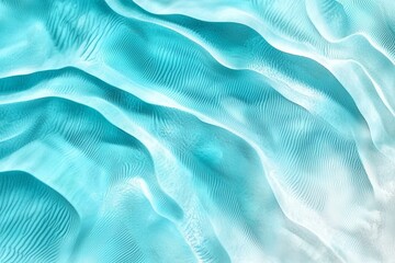 Poster - Turquoise water gently flowing over wavy sand ripples creates a stunning textural background, perfect for designs related to nature, tranquility, and the beauty of coastal landscapes