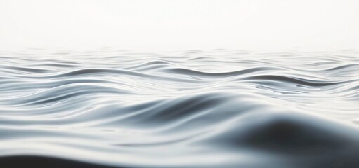 Poster - Soft white waves gently flowing and creating a beautiful pattern on a liquid surface under a white sky, perfect for backgrounds and textures related to fluidity, calmness, and elegance