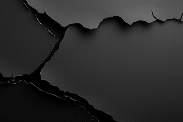 Poster - Black torn paper with jagged edges creating dramatic abstract shapes reveals a dark textured background, providing a striking visual contrast and a sense of depth
