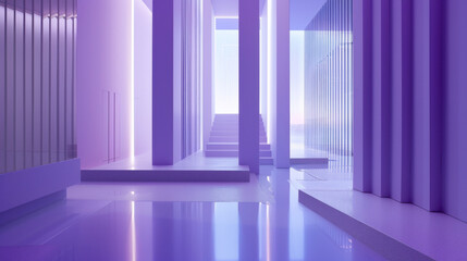 Poster - modern interior design with purple lighting and sleek architecture