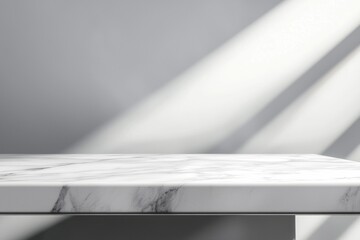 Poster - Displaying products on an empty marble tabletop captures the beauty of natural sunlight and shadow, enhancing a modern and elegant presentation with a luxurious touch