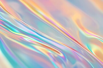 Poster - Captivating abstract design showcasing flowing iridescent waves in pastel hues. The fluid movement creates a dreamy, ethereal ambiance, perfect for backgrounds or artistic projects