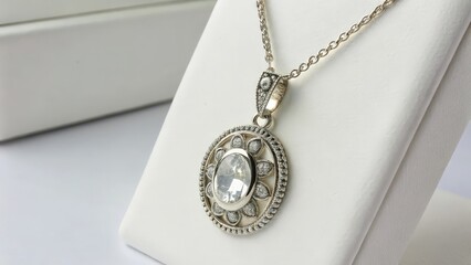 Wall Mural - Oval Pendant Necklace with Filigree Design