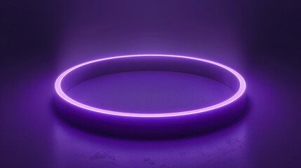 Poster - glowing purple circular neon light on dark background creates modern and futuristic atmosphere. this