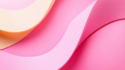 Poster - Smooth, undulating shapes in vibrant pink, orange, and cream hues create a dynamic and modern abstract composition, ideal for backgrounds and design elements