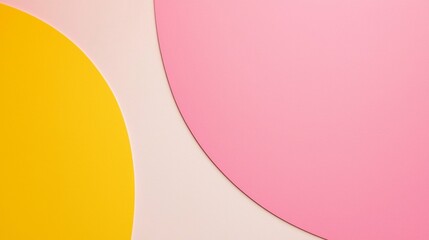 Poster - Vibrant background featuring overlapping pink and yellow circles against a soft pastel backdrop, creating a striking modern geometric design that enhances any artistic composition