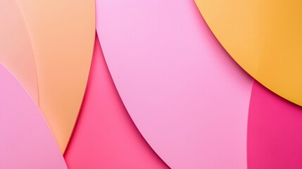 Poster - Colorful abstract background featuring overlapping rounded shapes in shades of pink, orange, and yellow, creating a visually appealing and modern design