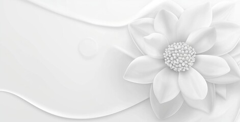 Poster - Beautifully detailed white flower with soft petals is set against a flowing. Abstract background. The design exudes elegance and tranquility. Perfect for minimalist decor or nature-inspired themes
