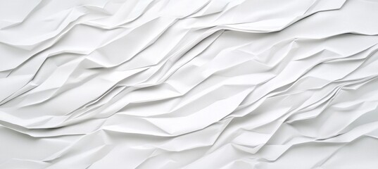 Poster - White crumpled paper is creating an abstract wavy pattern, providing a textured and artistic backdrop suitable for various design applications