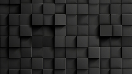 Poster - modern black textured wall with 3d cubes creating depth and dimension. ideal for backgrounds or desi