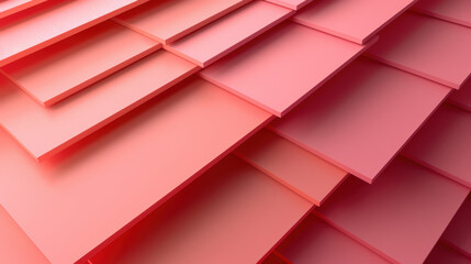 Poster - modern red layered design with geometric shapes and smooth texture